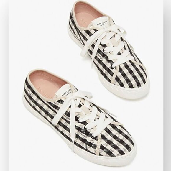 KATE SPADE Vale Sneakers - Gingham Black/Cream - Picture 1 of 9